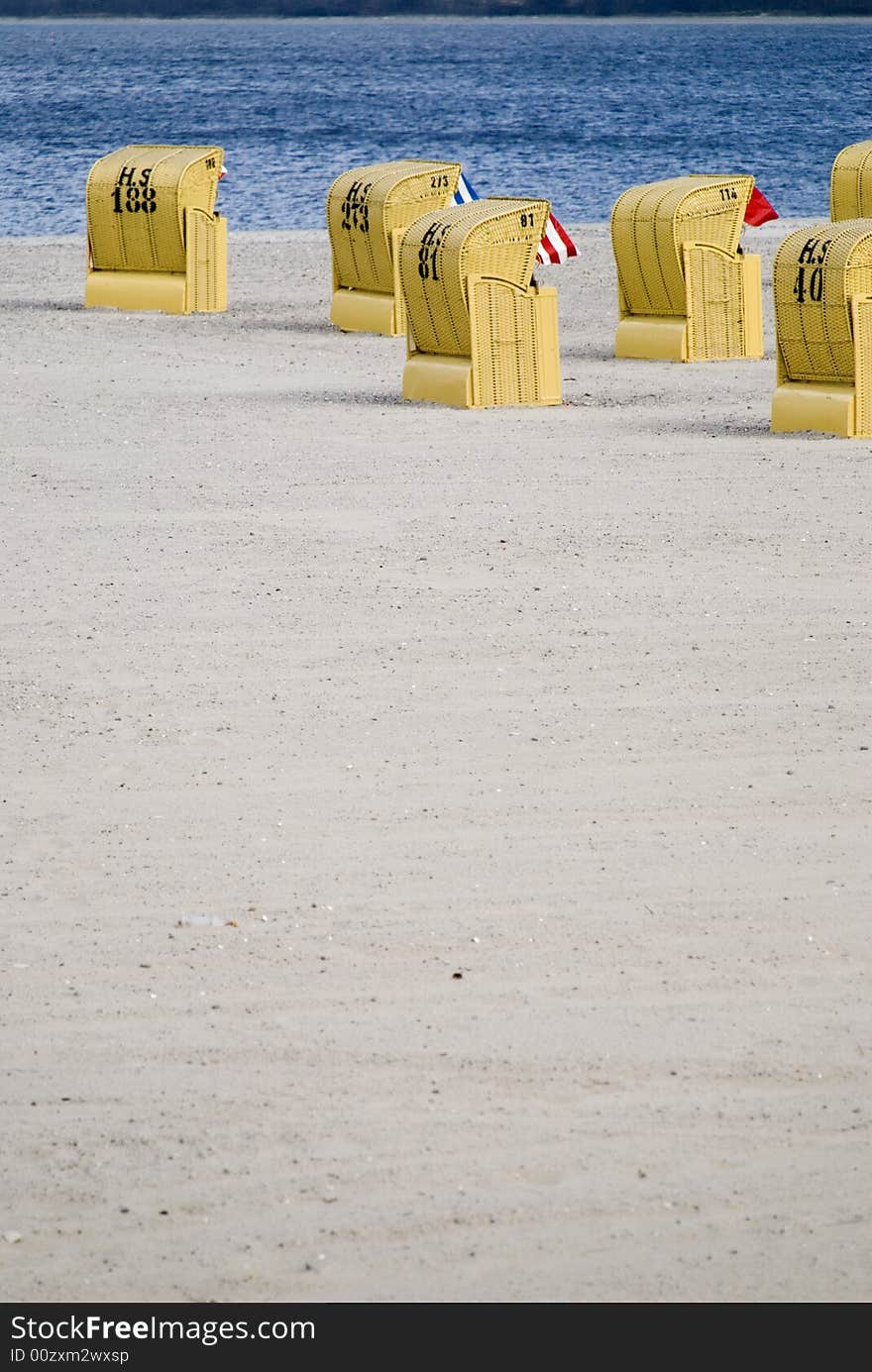 Some beach baskets in travemuende, germany