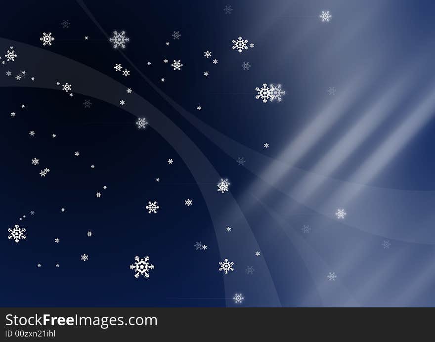 Snowflakes in night vision blue background. Snowflakes in night vision blue background