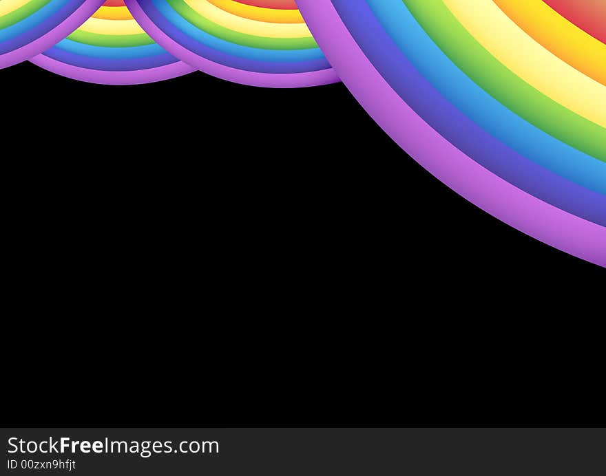 Rainbow stage curtain in black background