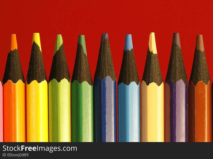 A part of  pencils with a simple  colorful background. A part of  pencils with a simple  colorful background