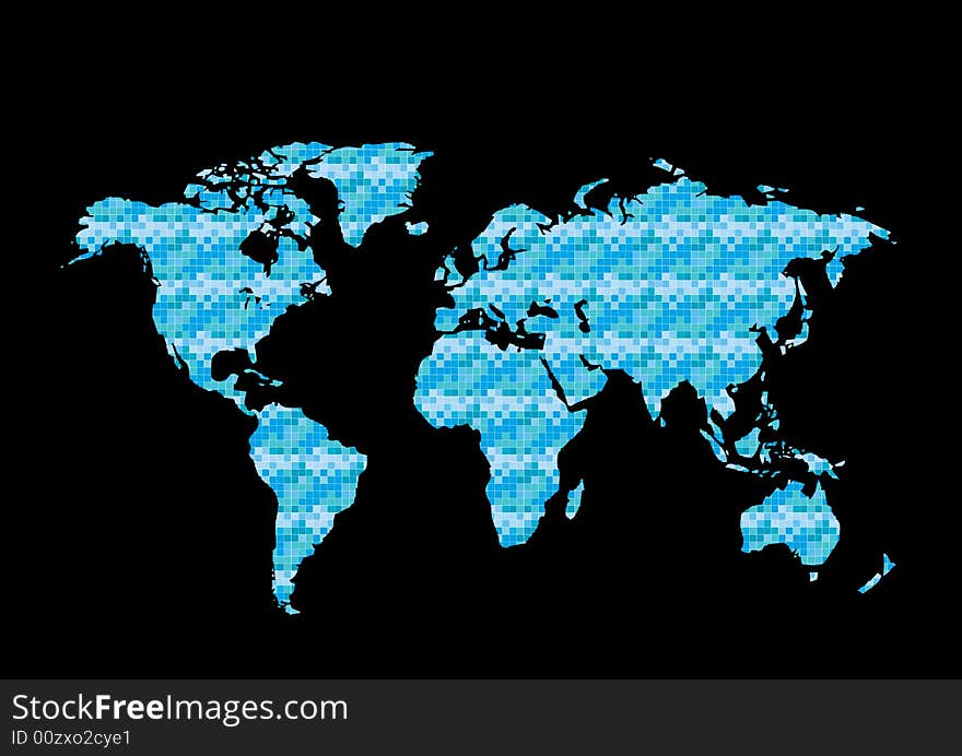 Pattern world map in black background