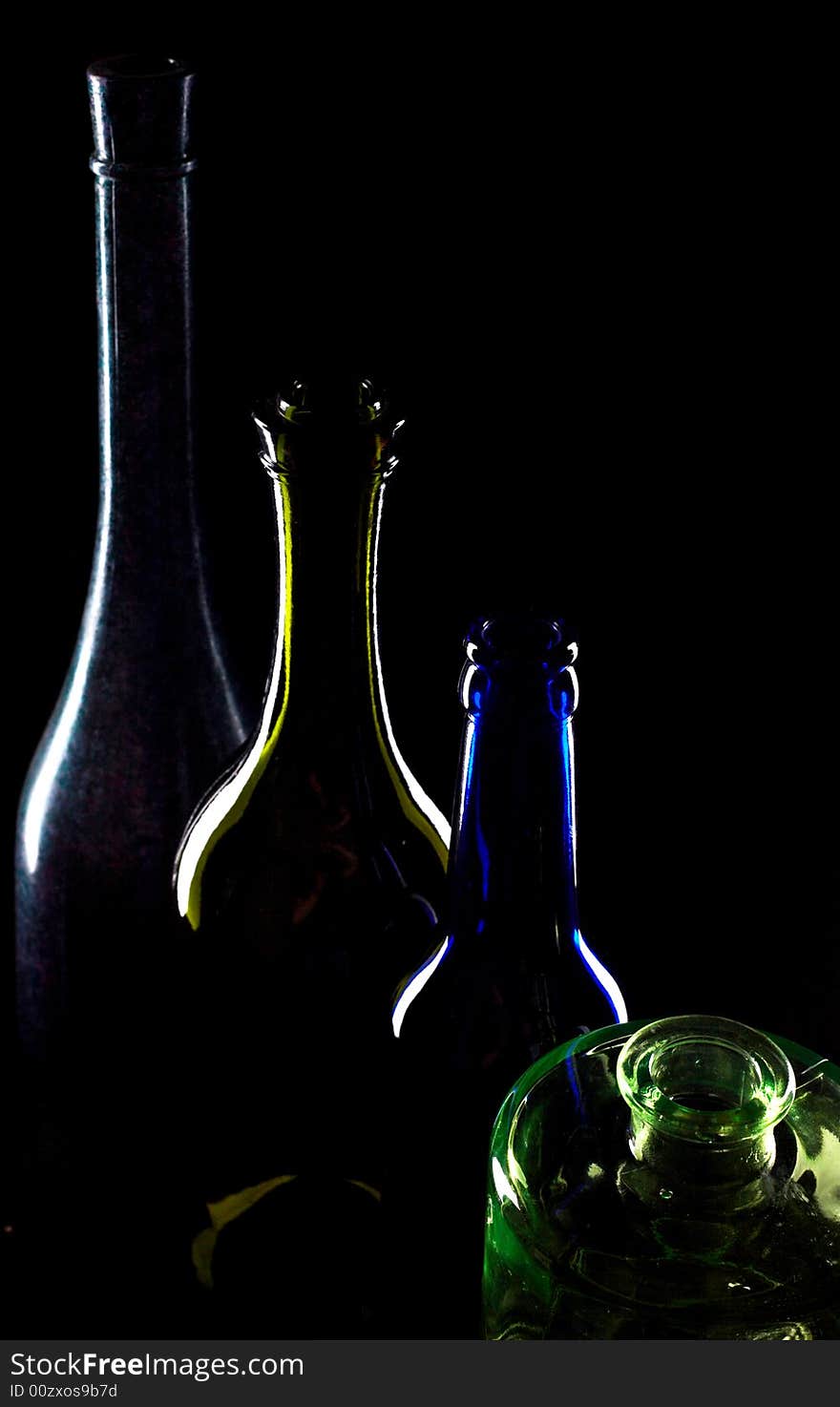 Bottles Of Wine On Black