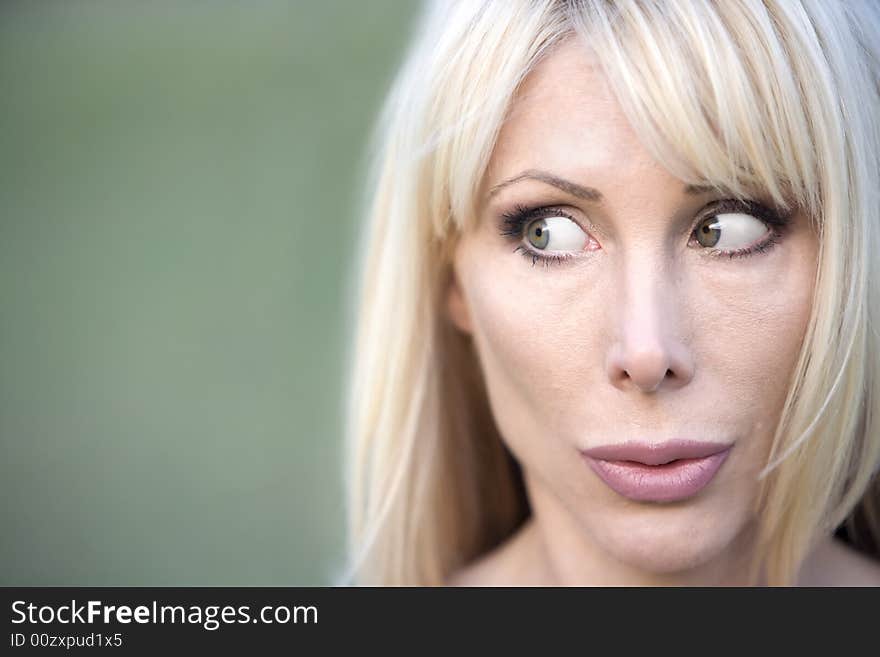 Closeup of a beautiful woman looking to the left