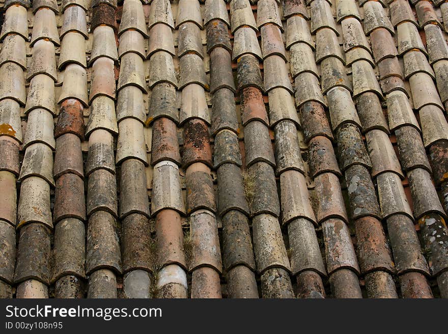 Old roof tiles on umbria house