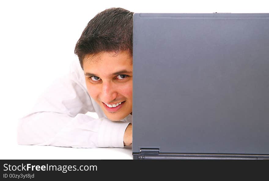 Young Man Working With Laptop