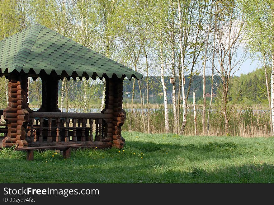 Beautiful place of rest on coast lake. Beautiful place of rest on coast lake