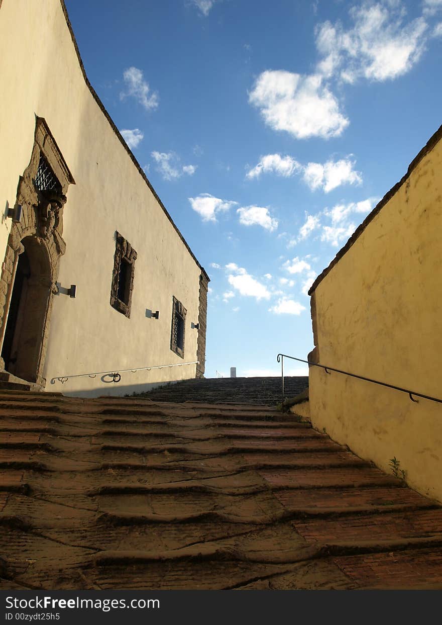 Staircase and clouds