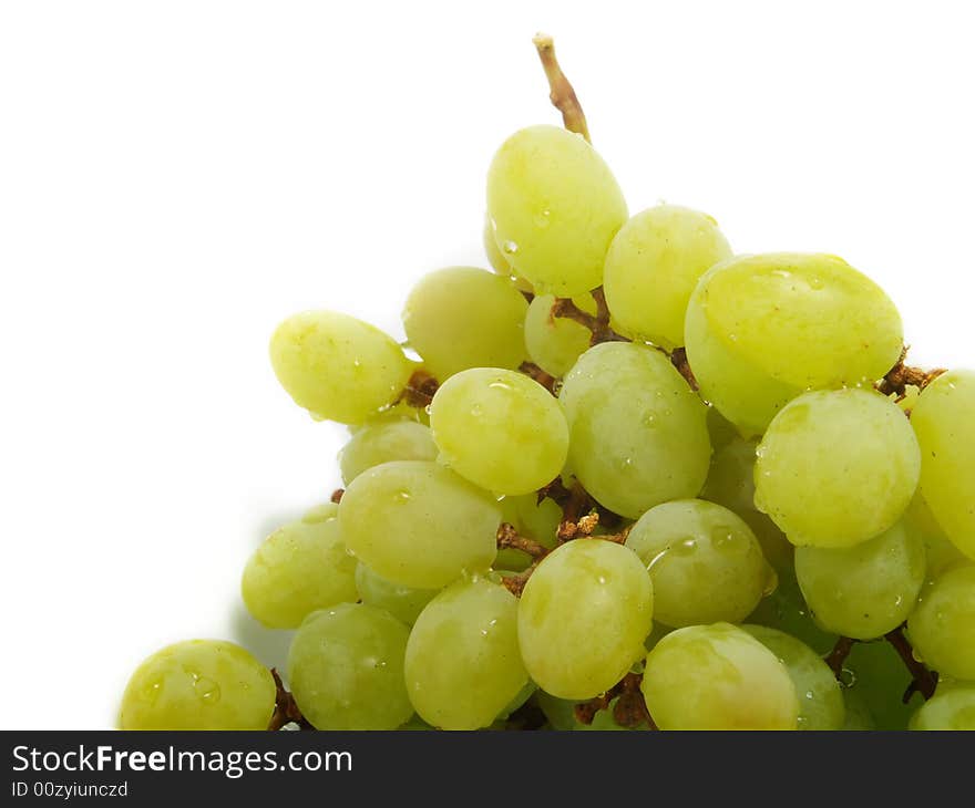 Fresh bunch of green grapes isolated on white background. Fresh bunch of green grapes isolated on white background