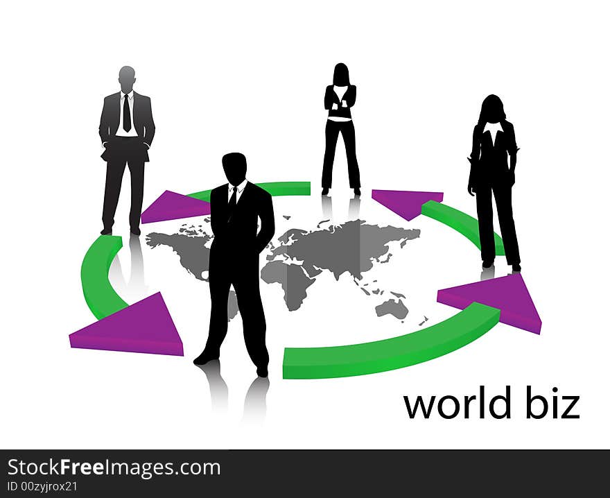 Illustration of business people..... world biz