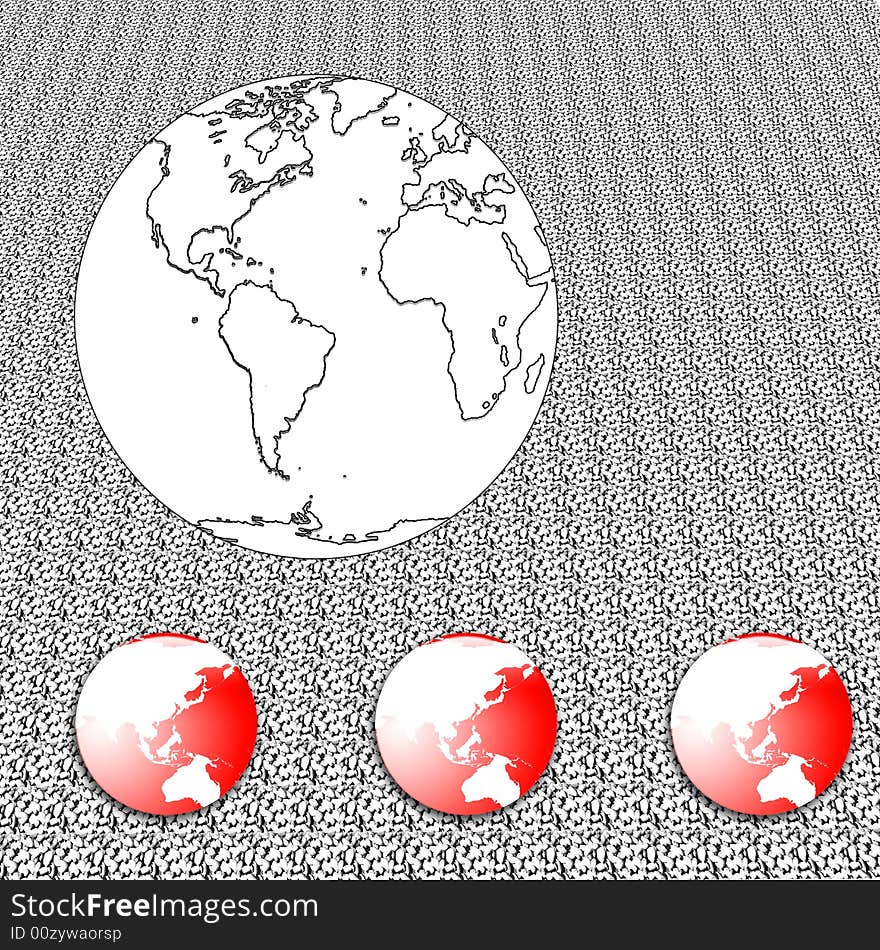 Image of white and three red globes.