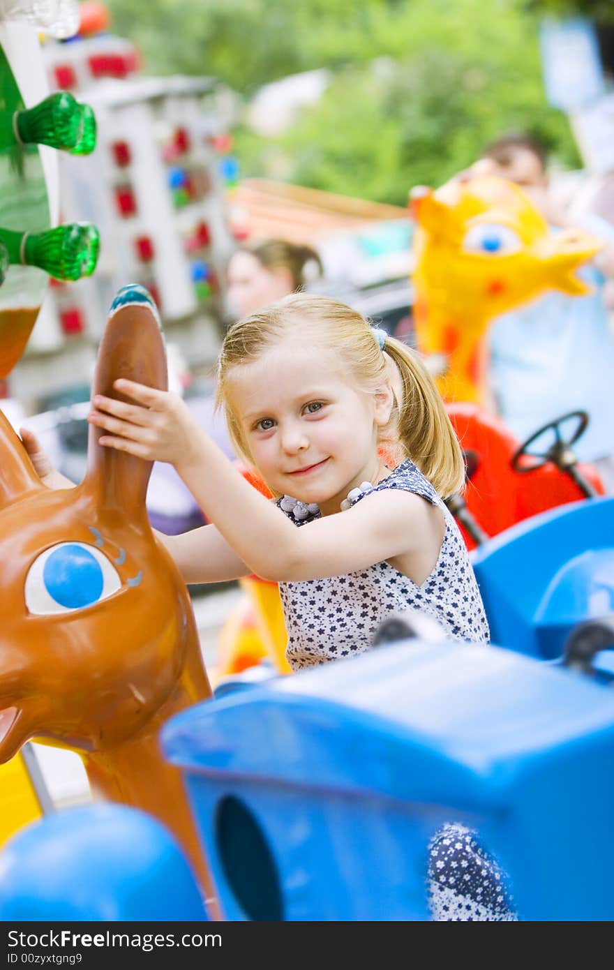 little cute girl having fun in park