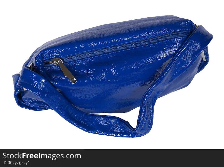 Dark blue female bag on a white background