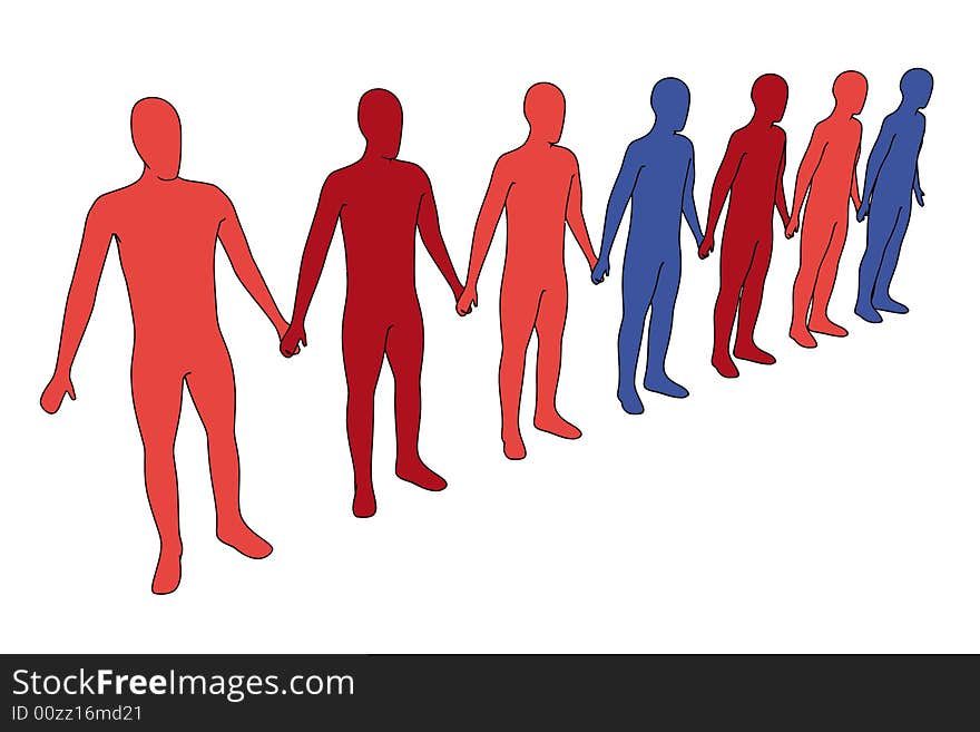 3d illustration - isolated 3d people - outsiders (with vector eps format)