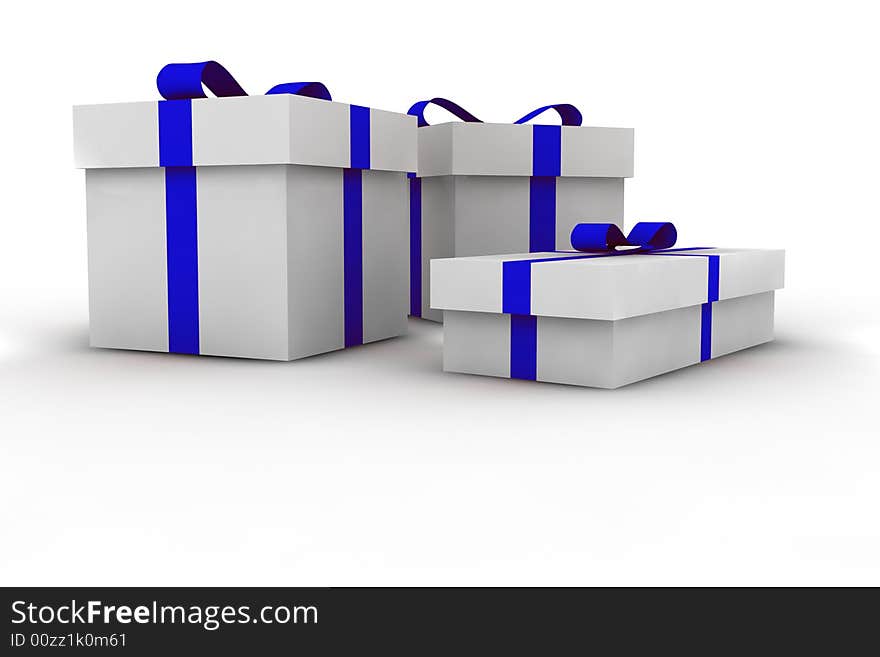 Gift boxes - 3d isolated illustration on white