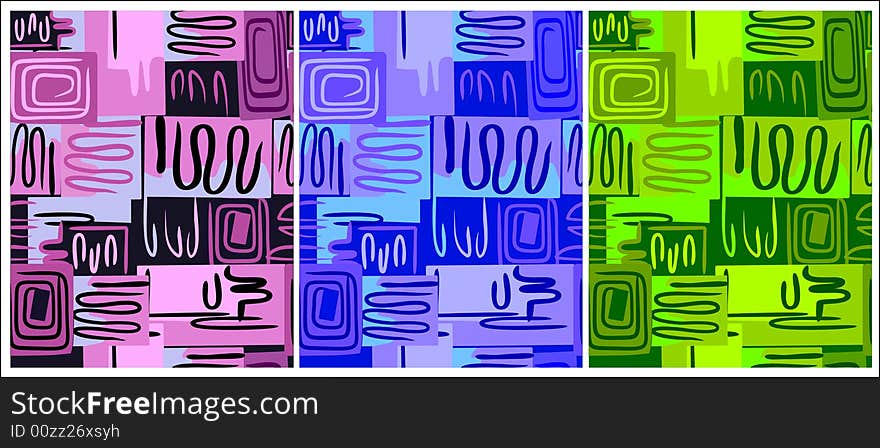 Collection of abstract figures of different color with zigzags. Collection of abstract figures of different color with zigzags