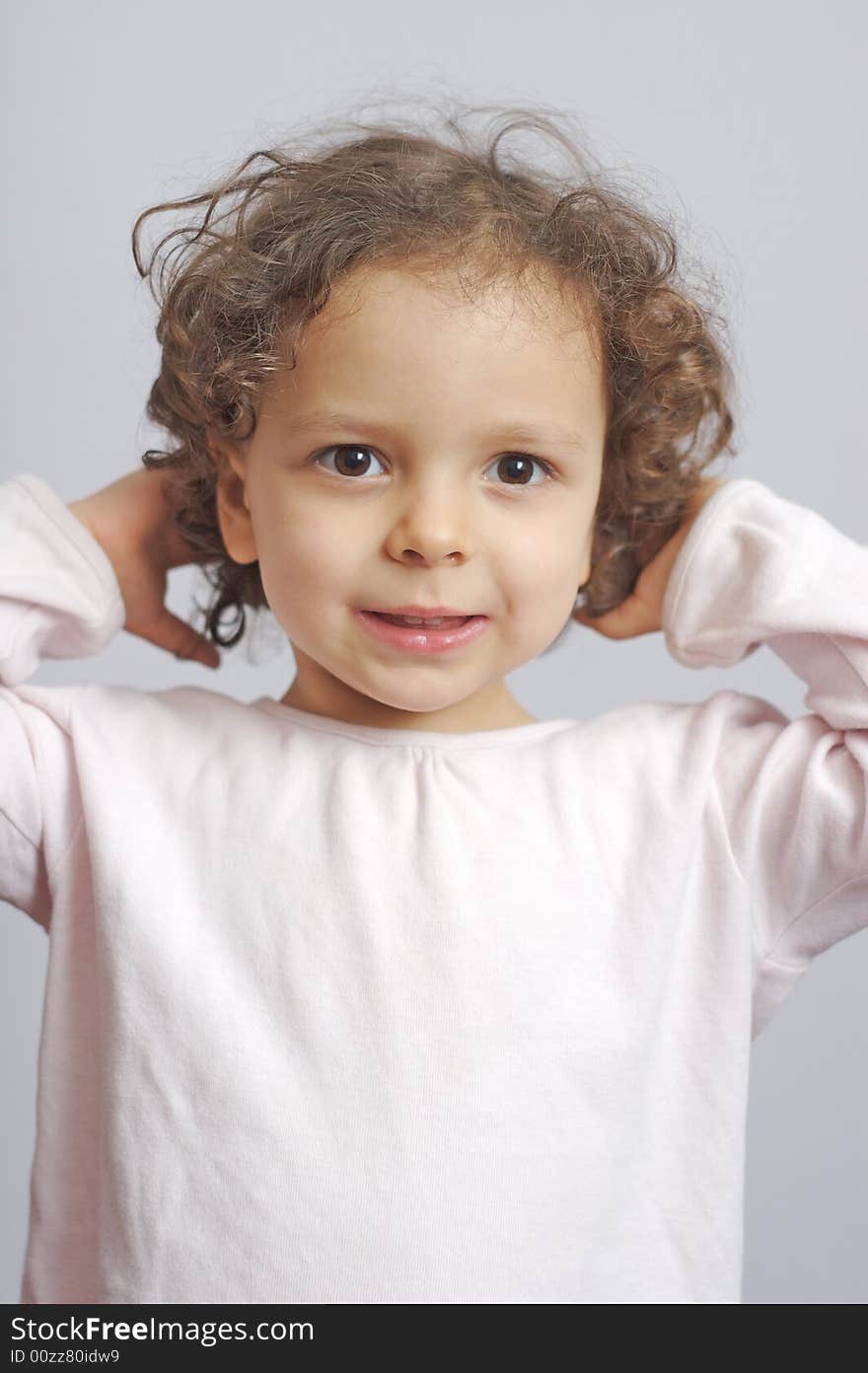 Child, girl with smile, bright sight and brown hair. Child, girl with smile, bright sight and brown hair