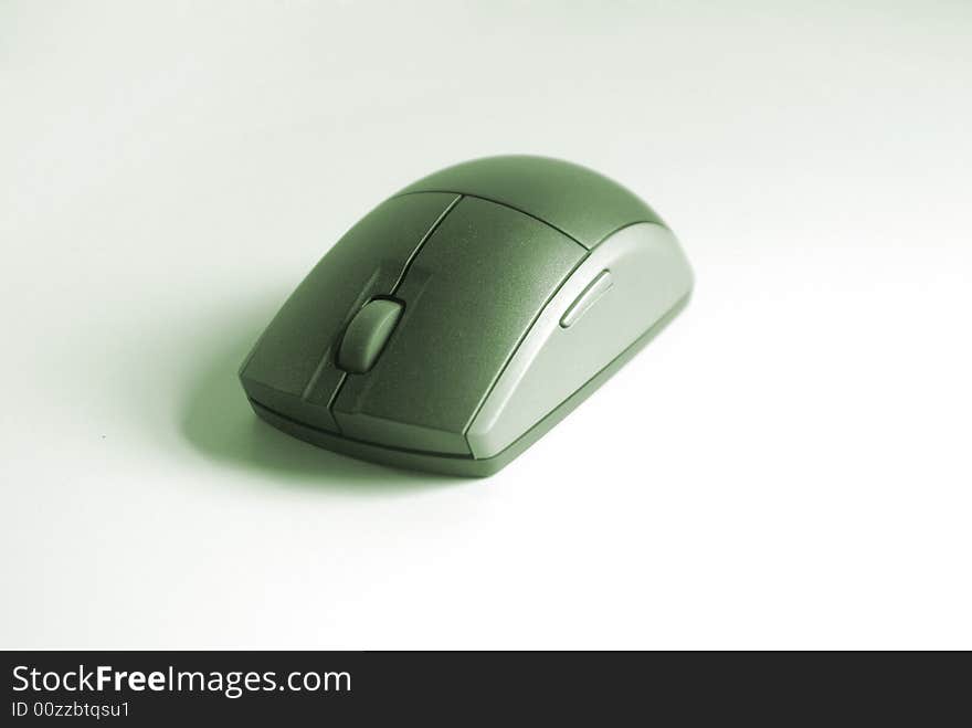 Green Mouse on White