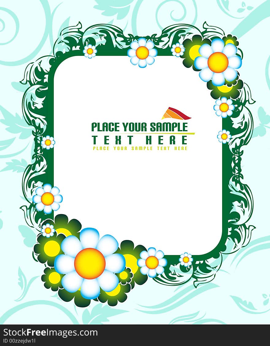 White, yellow, green, blue, floral banner