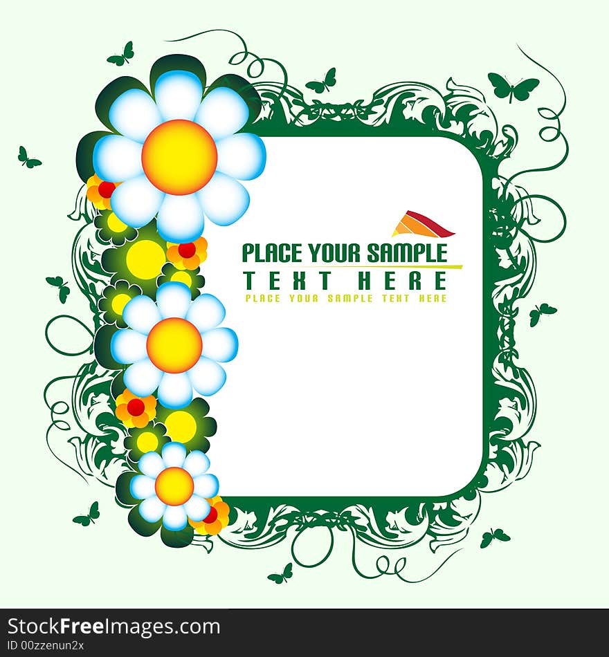 Floral banner on the green background