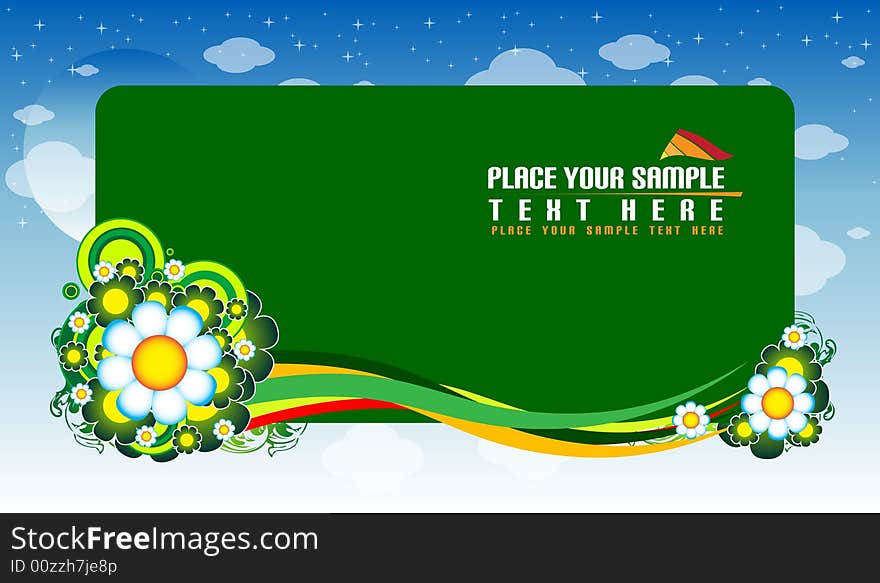 Green, white and yellow floral banner