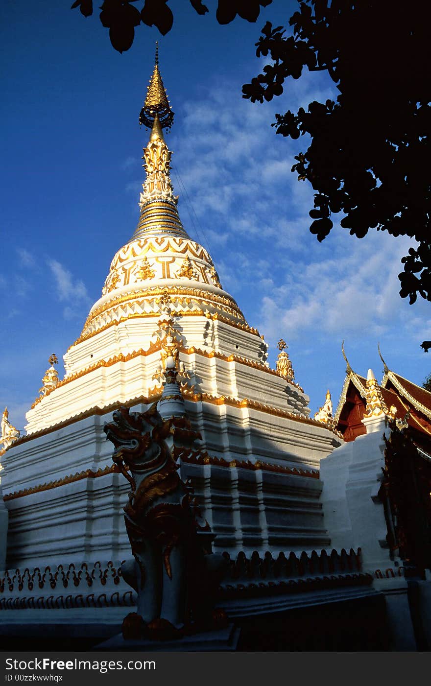 Pagoda of a Buddhist temple in Chiang Mai, Thailand