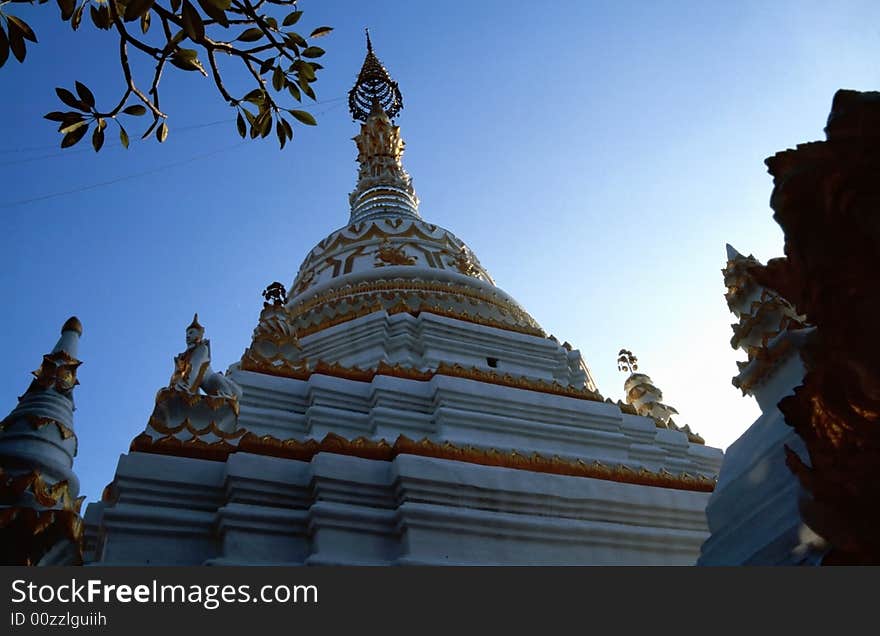 Pagoda of a Buddhistic temple in Chiang Mai, Thailand