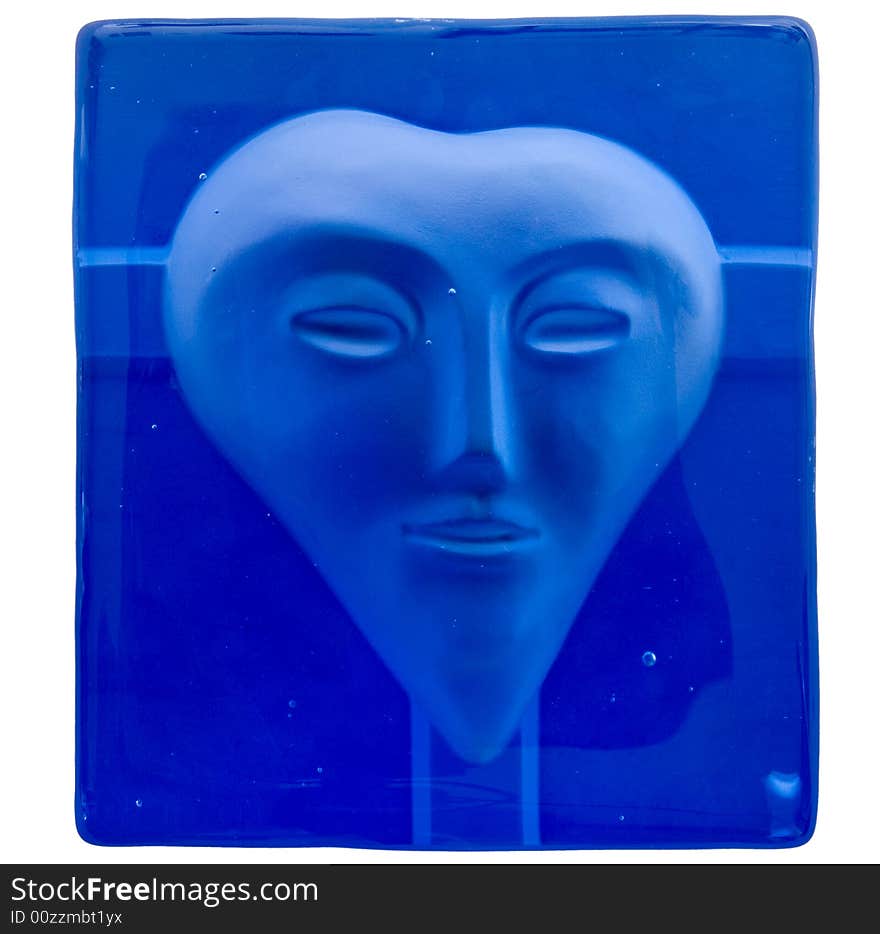 Alien face in glass block