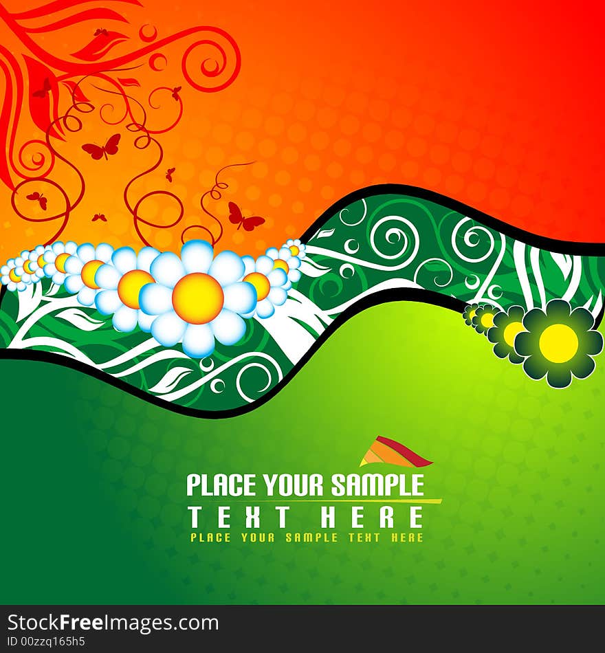 Red and green floral background