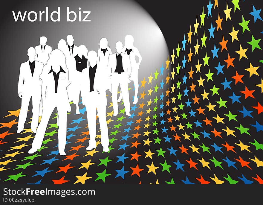 Illustration of business people... world biz