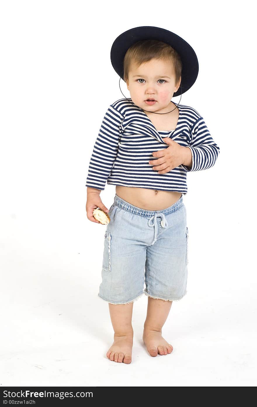 Sailor boy with cap isolated on white