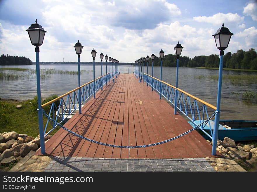 Russia, Valday, very beautiful bridge near monastery