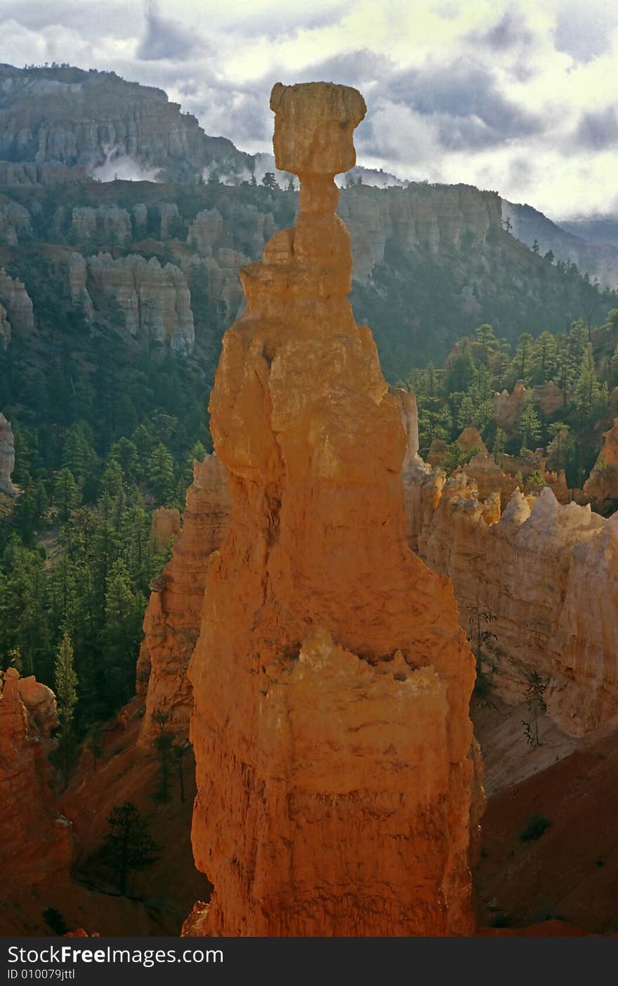 Stone Tower in a Cloudy Mornin