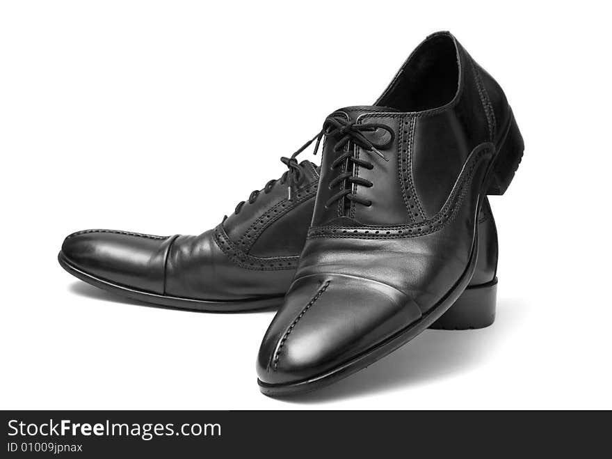 Classic black shoes for men on a white background