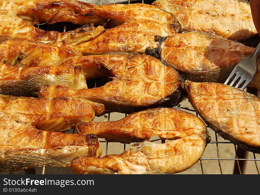 Appetizing barbecue from a red fish