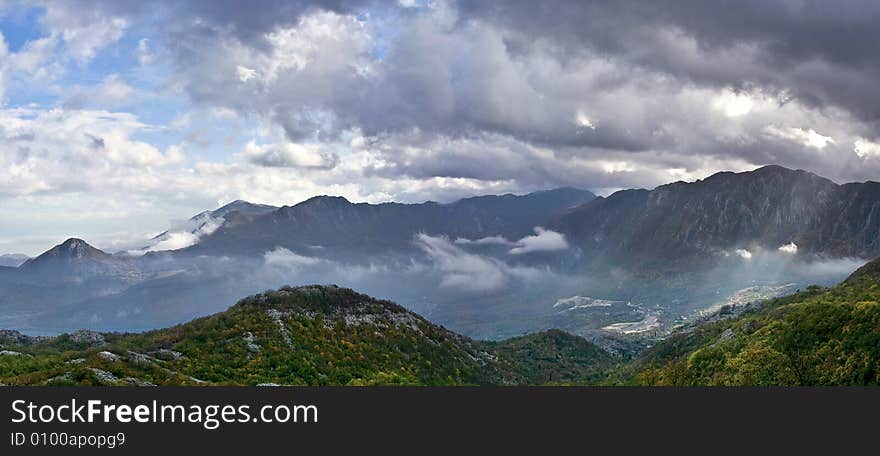 Panoramic View Of Autumn In Mountains