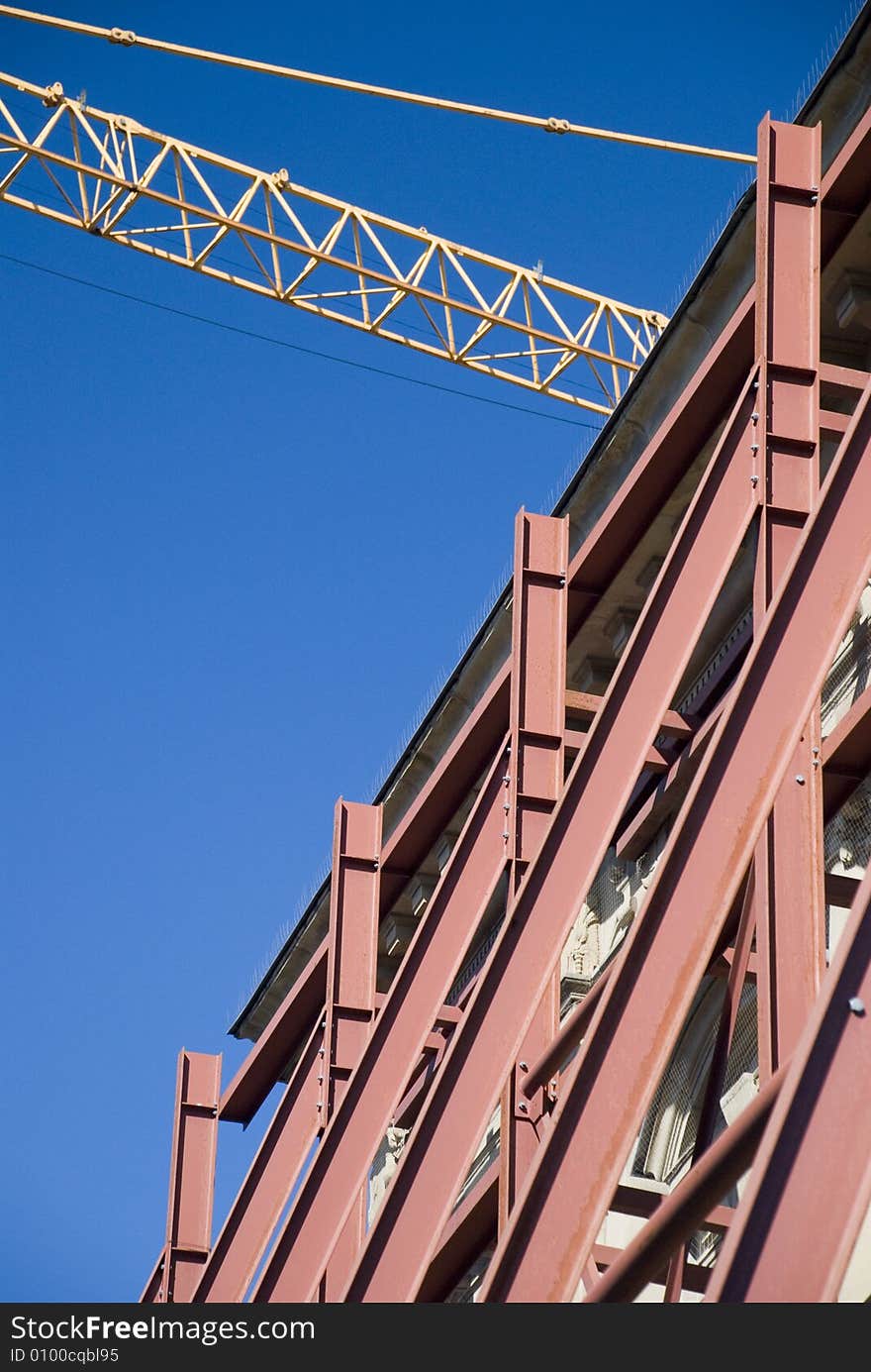 A crane detail with facade