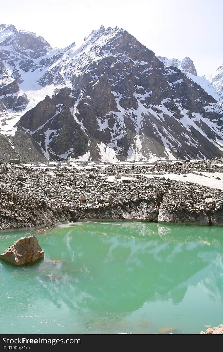 Glacier in mountain, caucasus, bezengi