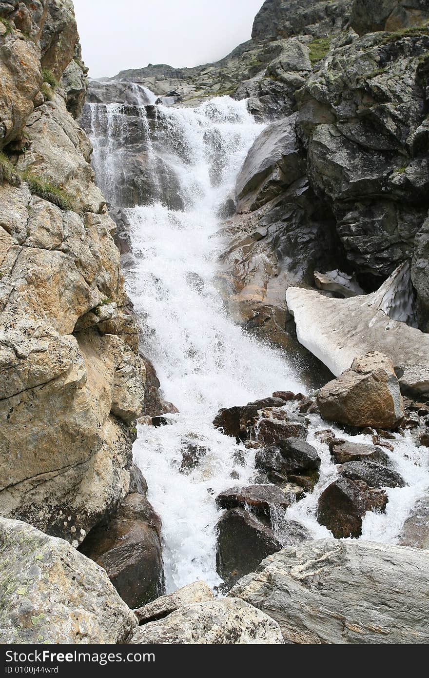 Waterfall in spring season, caucasus