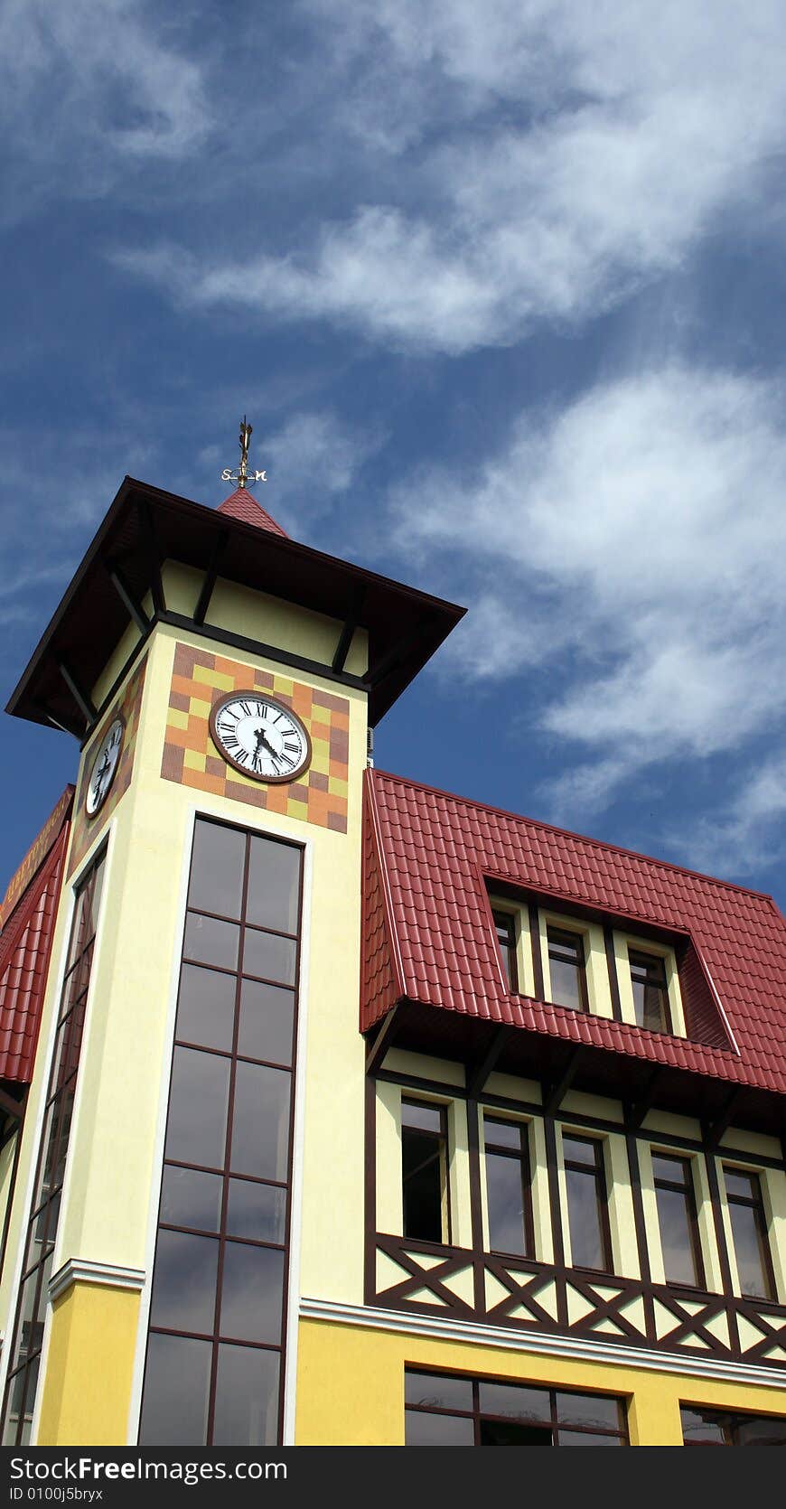 Tower with clock in german stile. Tower with clock in german stile