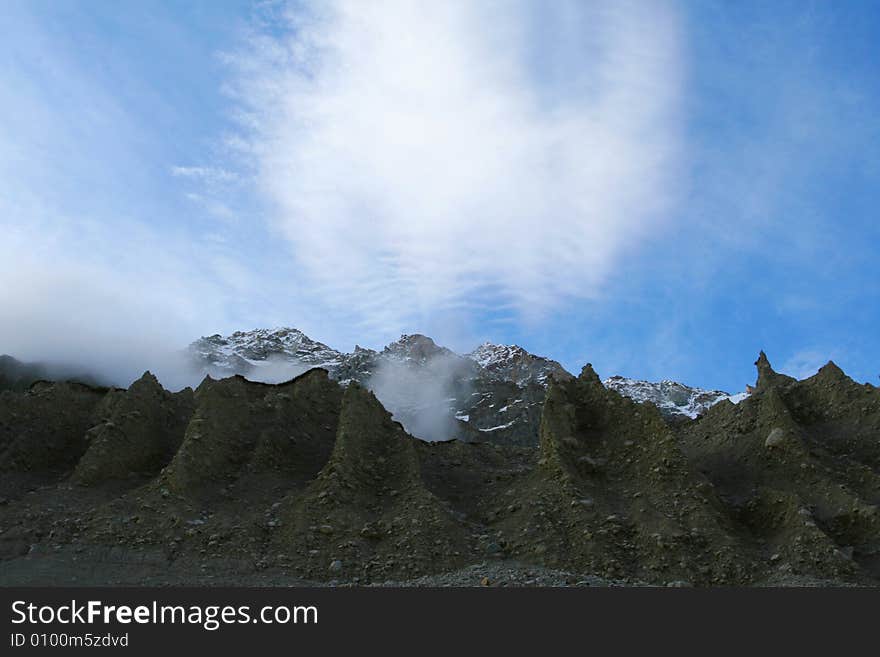 Caucasus mountain, snow top, bezengi