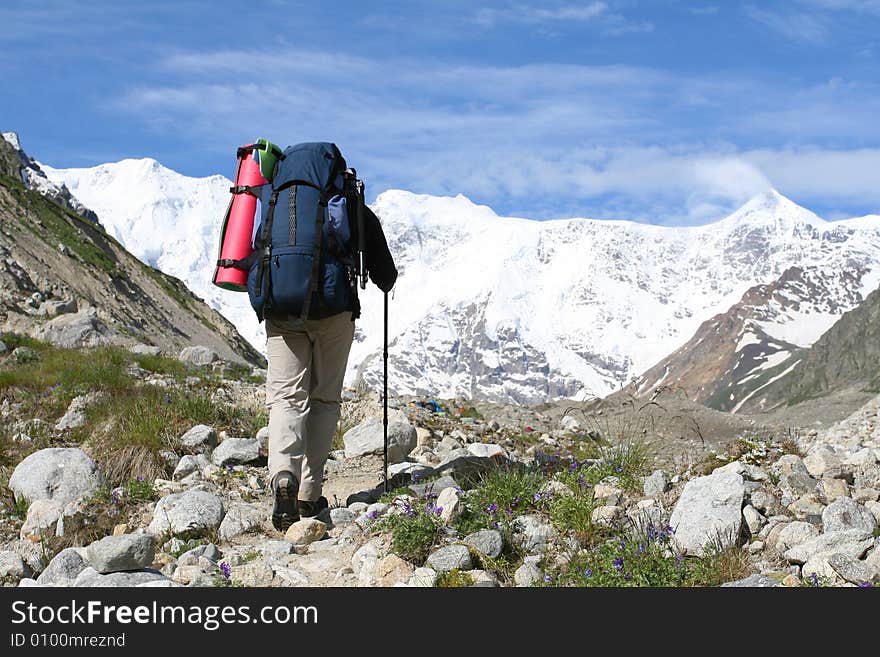 Hikers on the cliff in mountain,. Hikers on the cliff in mountain,