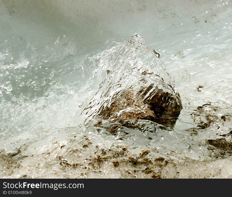 Rocks in stream, Waterfall, water