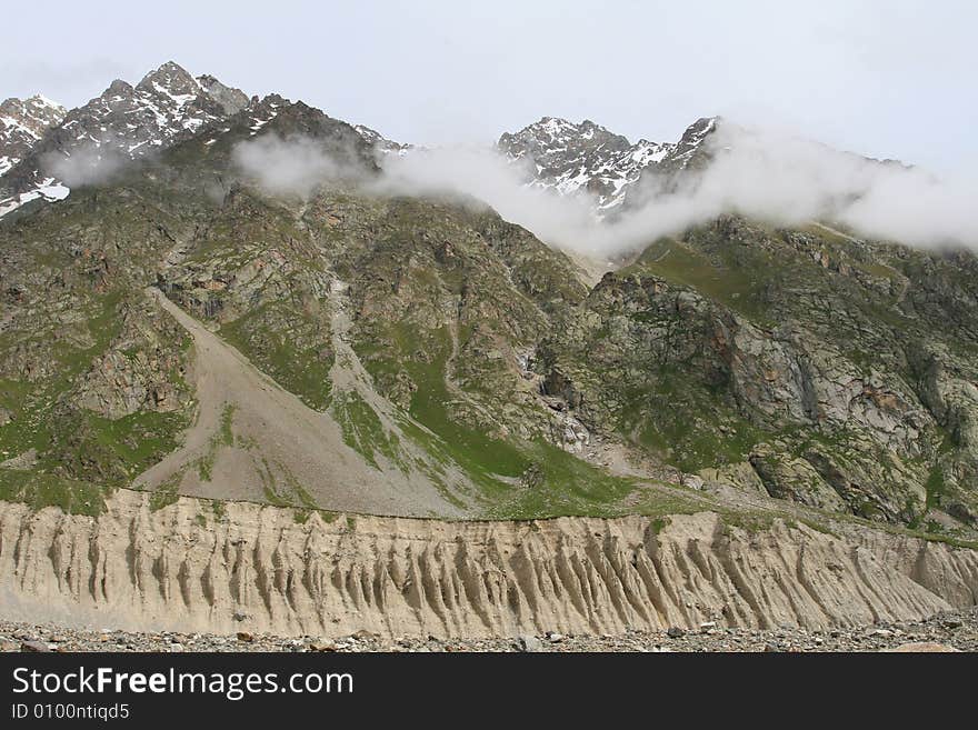 Caucasus mountain, snow top, bezengi