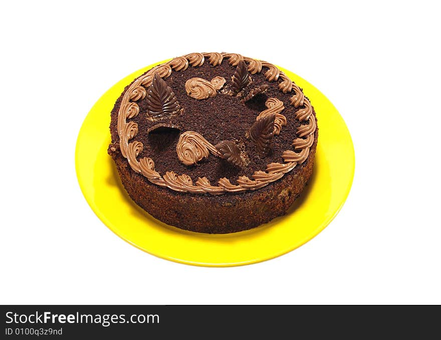 Chocolate cake isolated