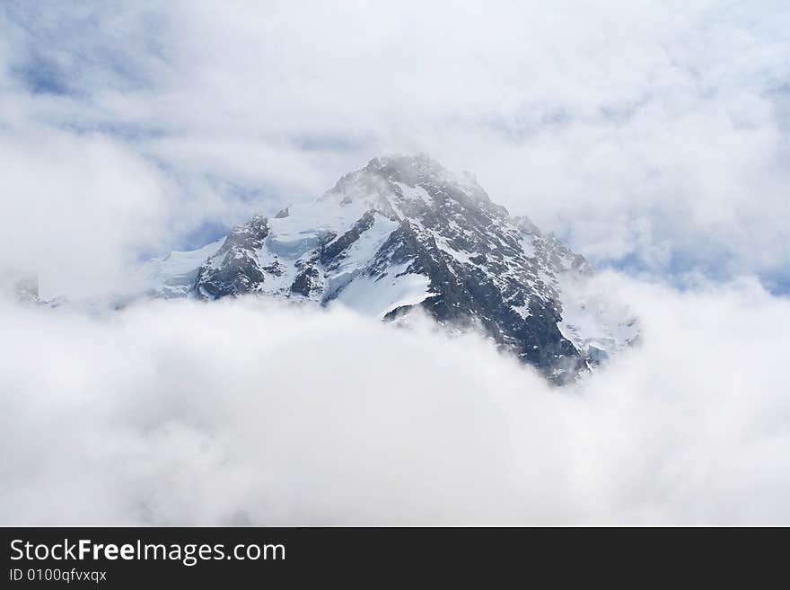 Caucasus mountain, snow top, bezengi