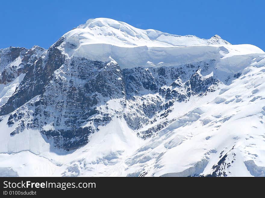 Caucasus mountain, snow top, bezengi