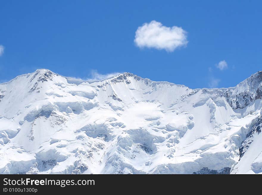 Caucasus mountain, snow top, bezengi