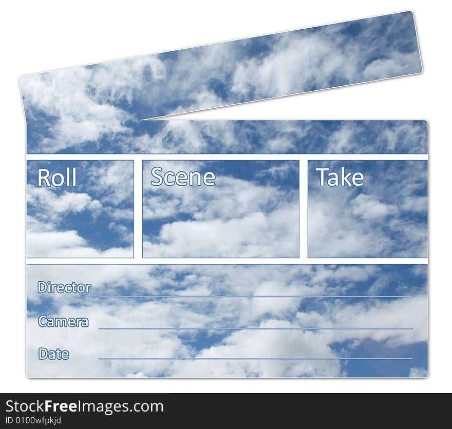 Illustrated Sky Ciak on White Background