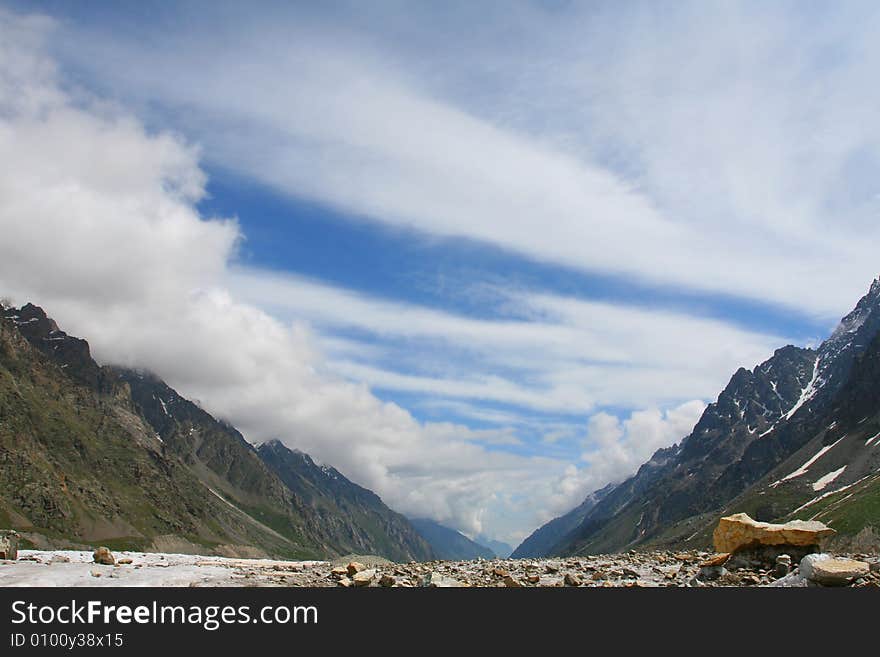 Caucasus mountain, snow top, bezengi