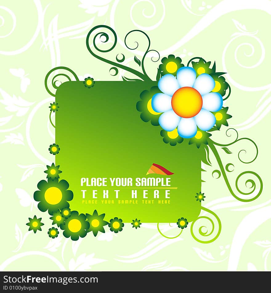 Floral banner on the green background